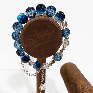 Elegant Blue and Silver Beaded Bracelet
